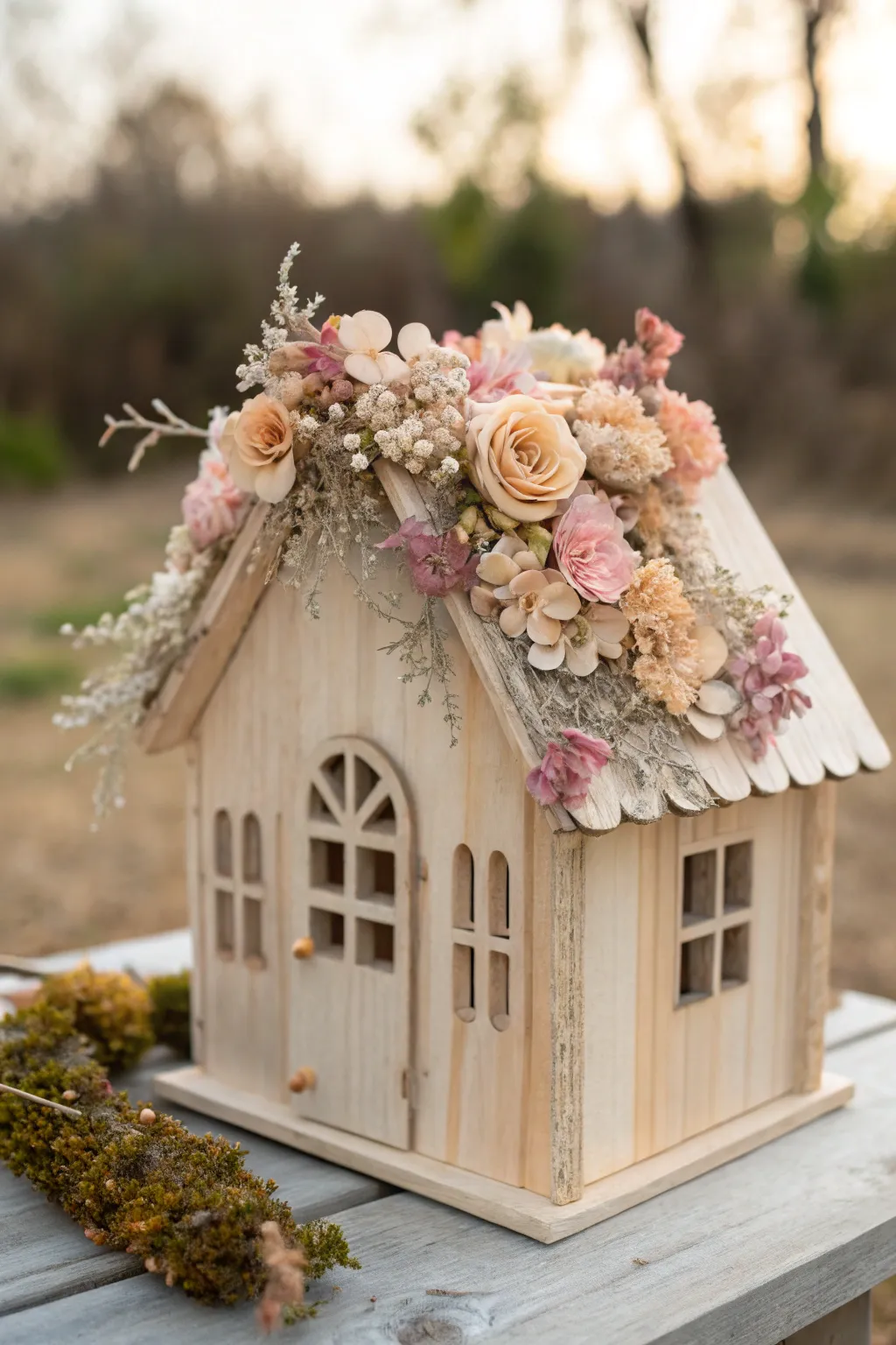Enchant your garden with a whimsical flower-roofed fairy house—a touch of storybook magic in Scandinavian style.
