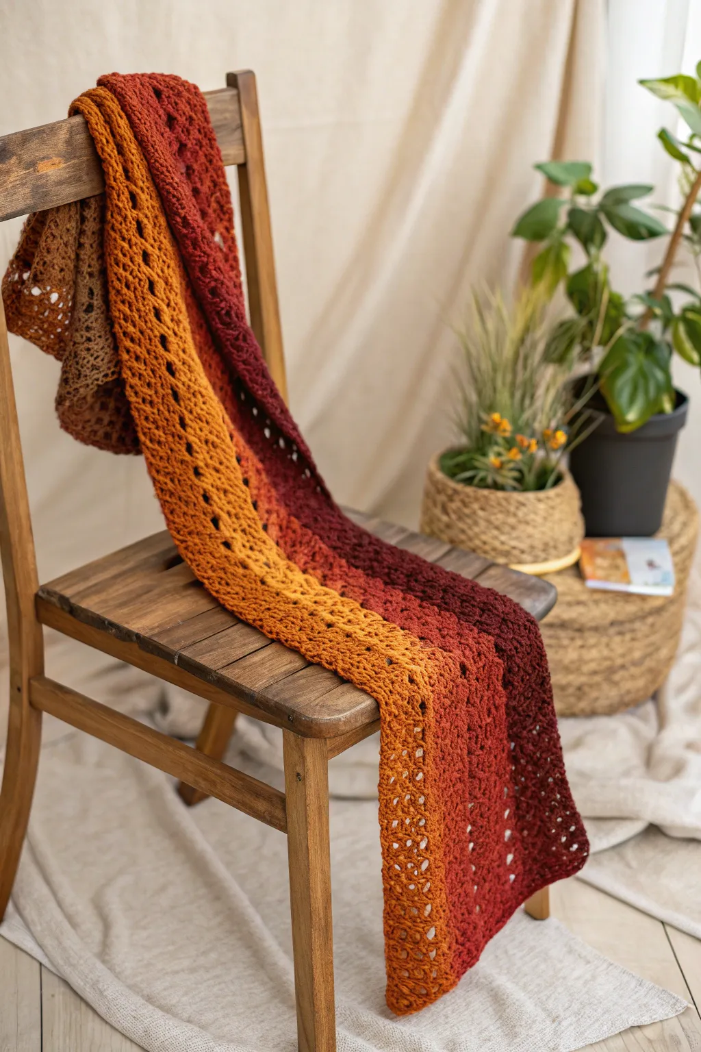 Wrap yourself in the warmth of autumn with this handcrafted crochet scarf.