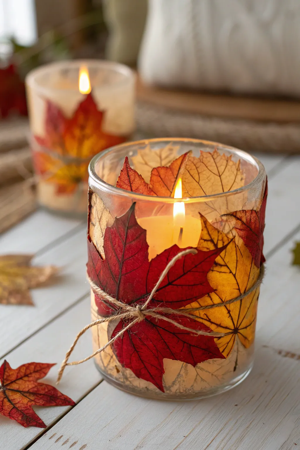 Create a cozy fall ambiance with this elegant leaf candle holder.