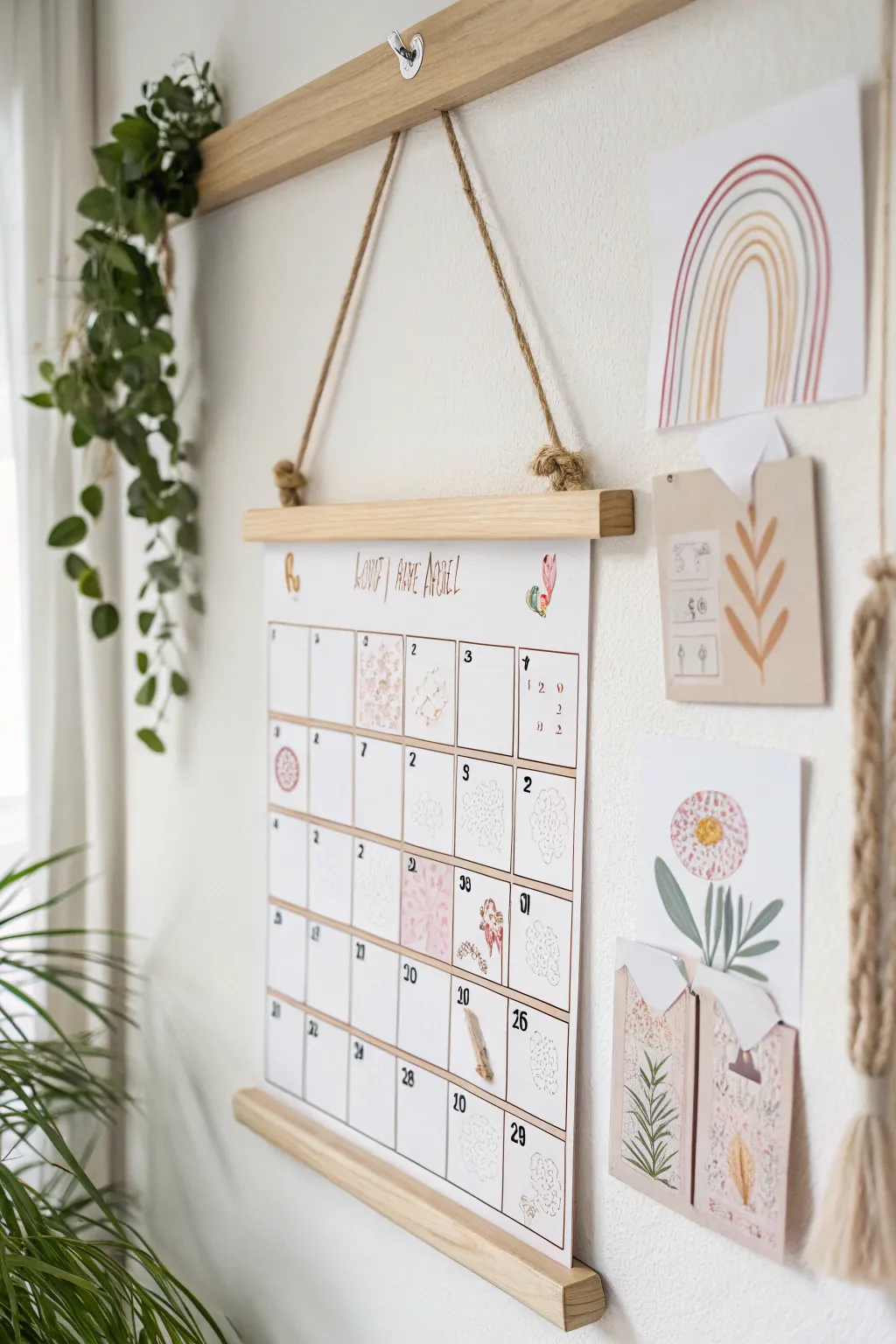 Elevate your family calendar with artistic stickers for a touch of boho elegance.