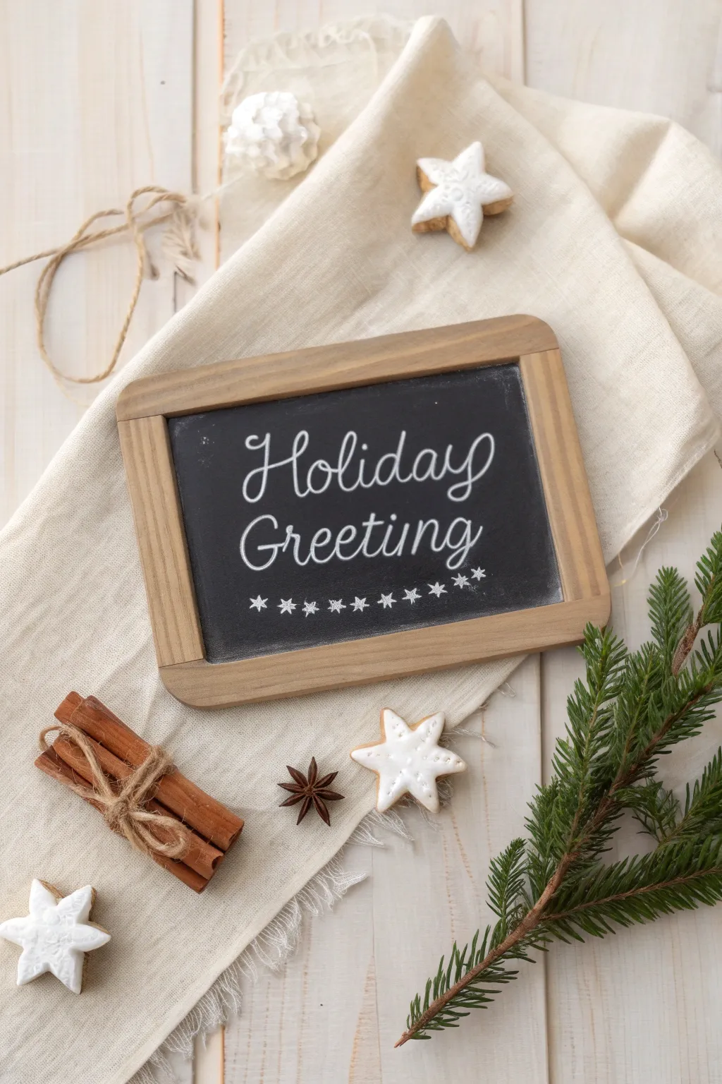 Craft your holiday greetings with style and charm using a DIY chalkboard message. Perfect for creating personalized family Christmas cards!