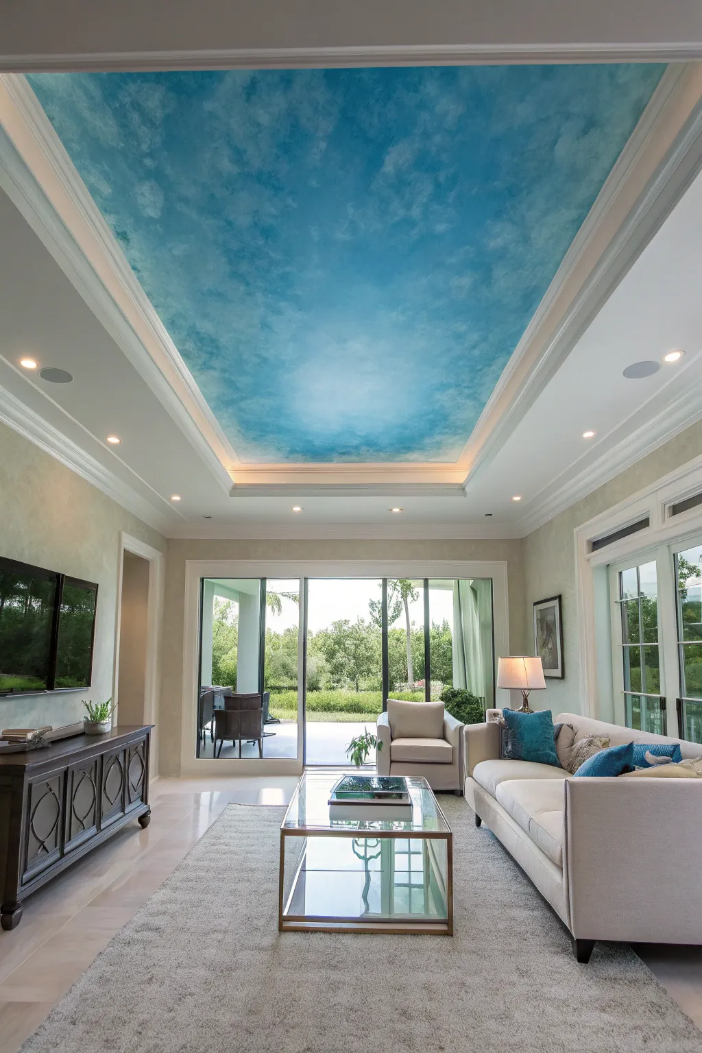 Gradient paint adds depth and intrigue to your faux tray ceiling.