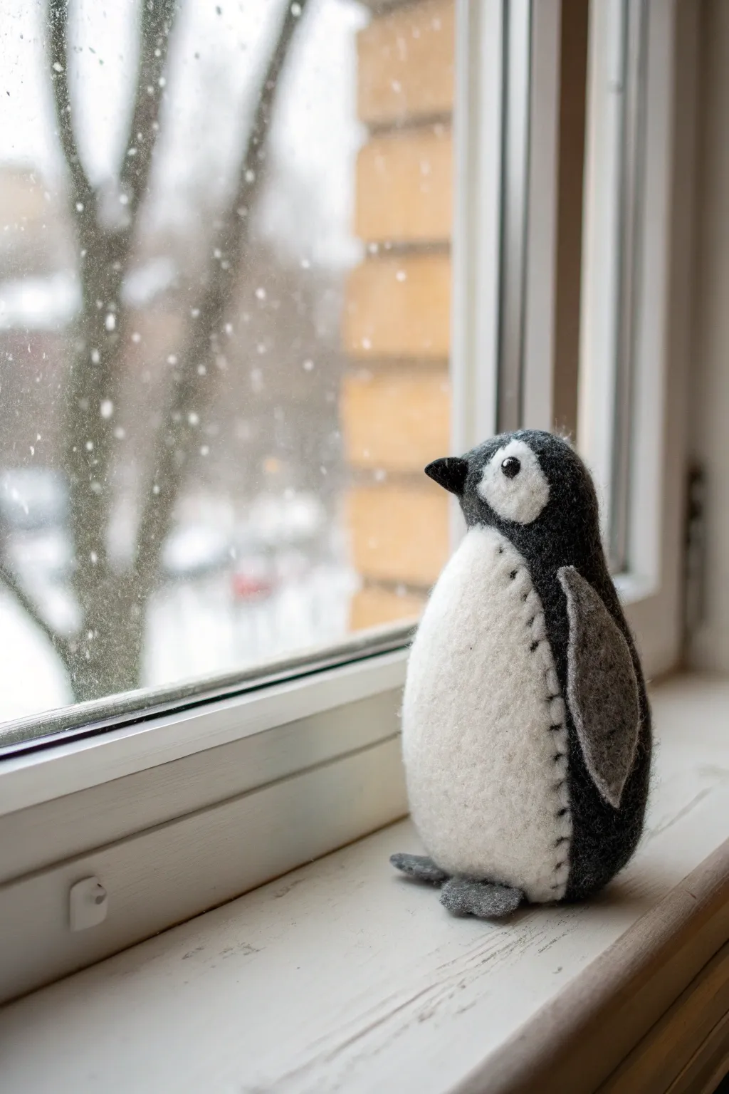 Embrace winter with this charming felt penguin, a perfect blend of minimalist design and cozy elegance.
