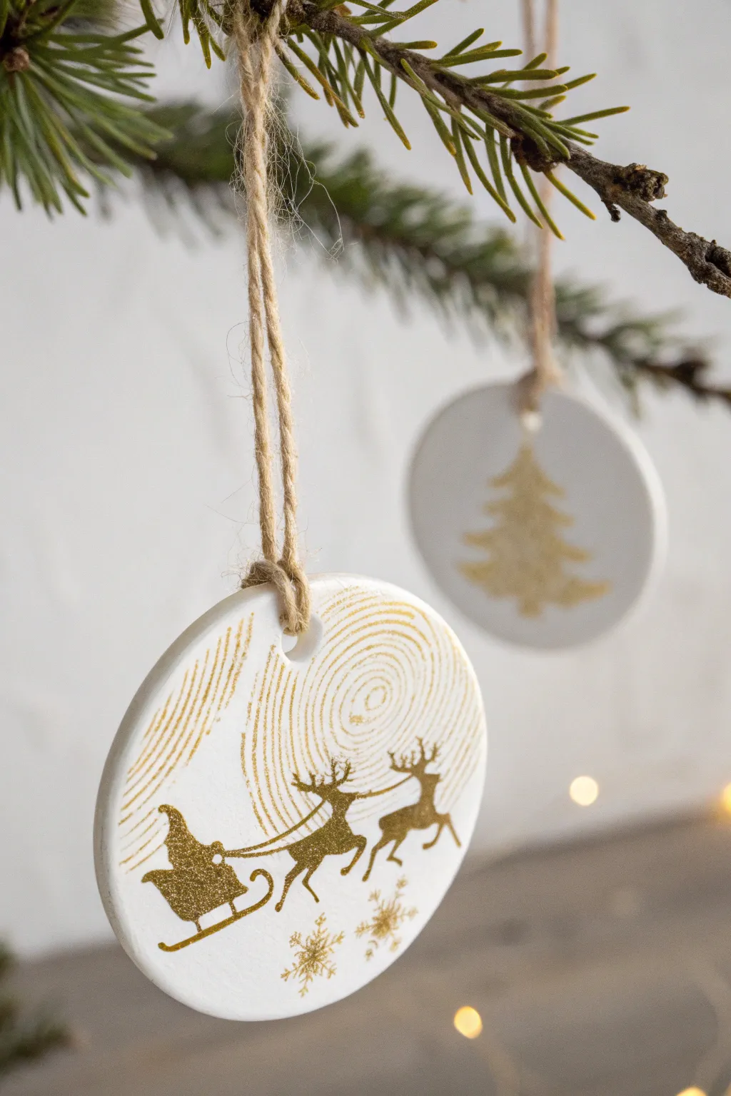 Capture the magic of Christmas with this charming fingerprint ornament, blending Scandinavian minimalism with a touch of boho elegance.