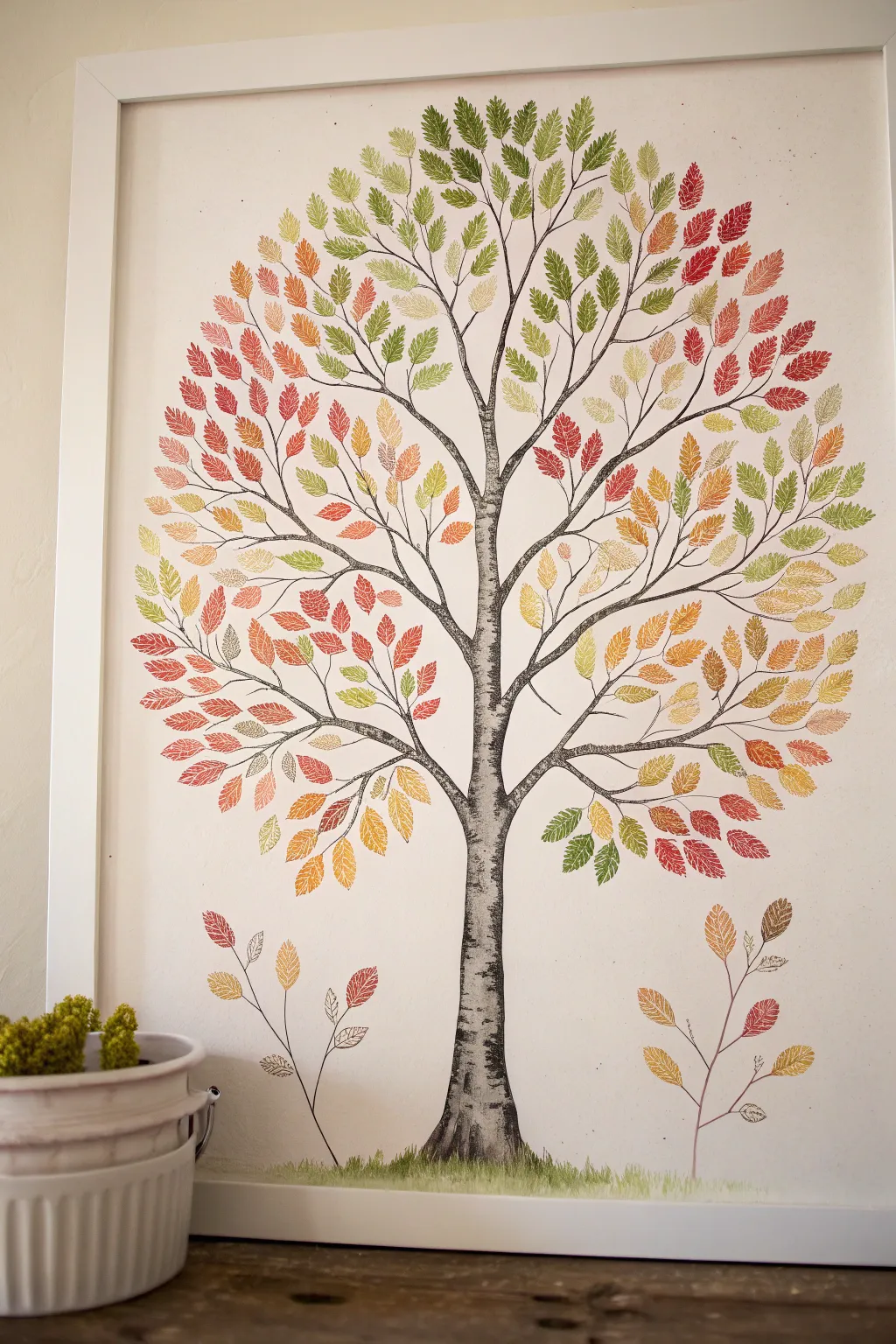 Embrace the seasons with this evolving fingerprint tree masterpiece.