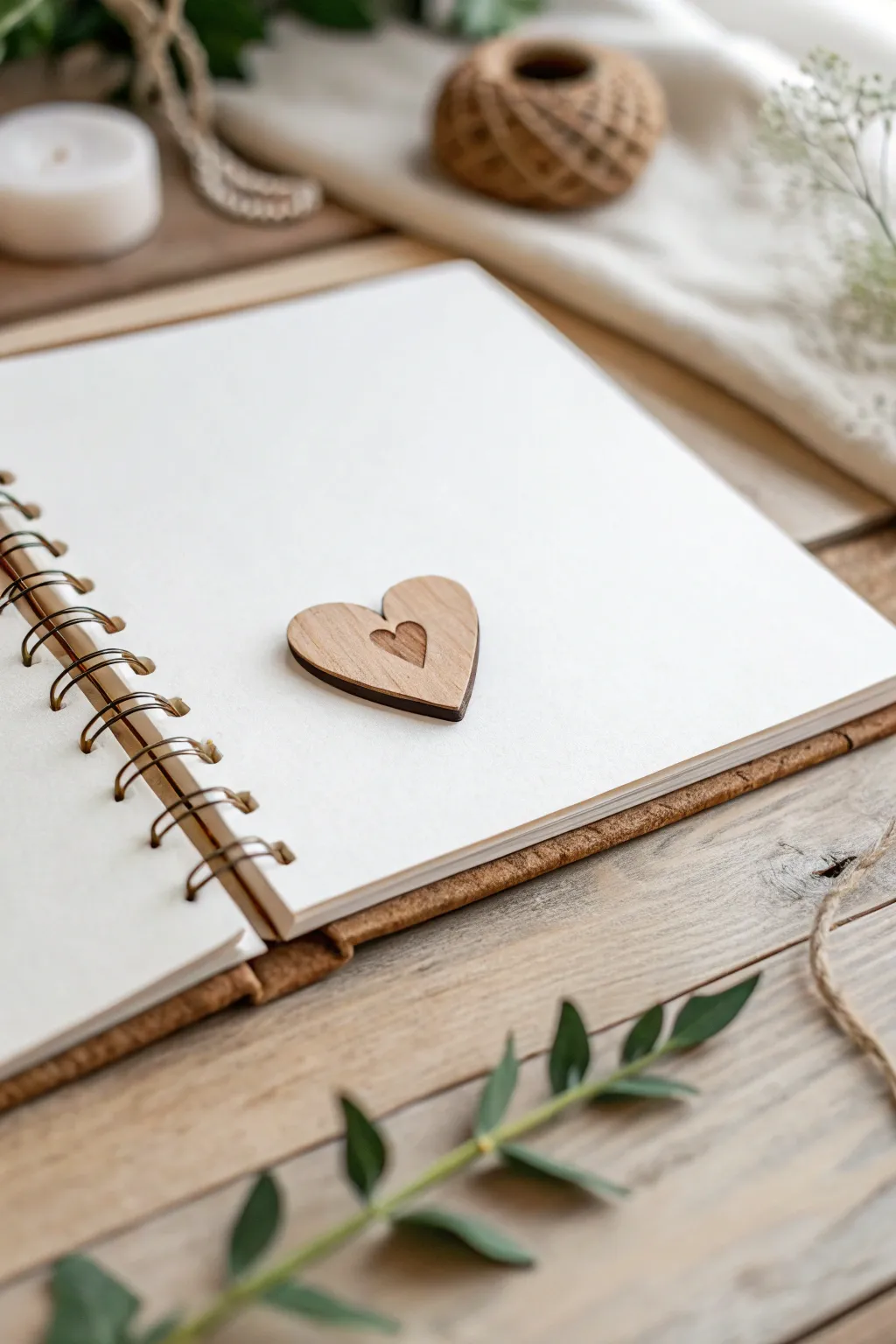 Craft your memories with love: A minimalist scrapbook page adorned with a handcrafted heart icon.