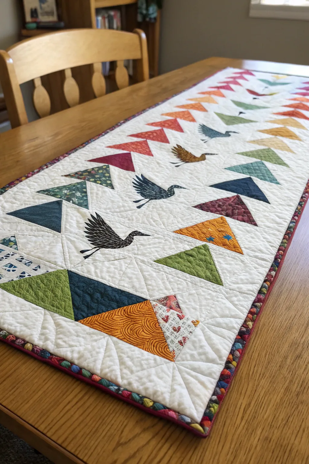An eclectic mix and match flying geese border for a unique touch.
