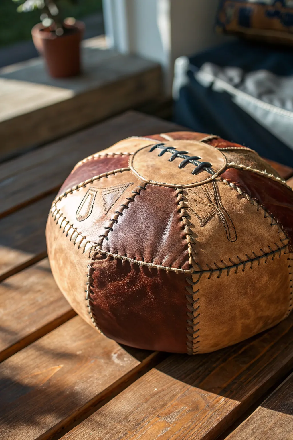 Craft your game day fun: Hand-stitched football beanbags that combine play with artistry.