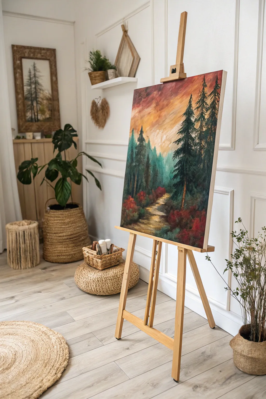 Embrace the freedom of abstract art with this captivating forest interpretation.