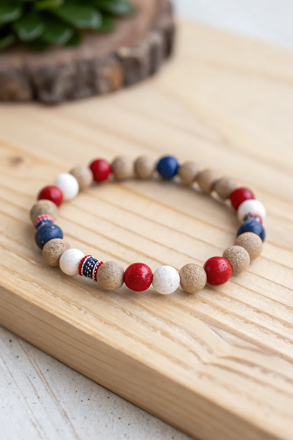 Celebrate your sporty side with a charming, minimalist clay bead bracelet infused with team spirit and a touch of patriotic flair!