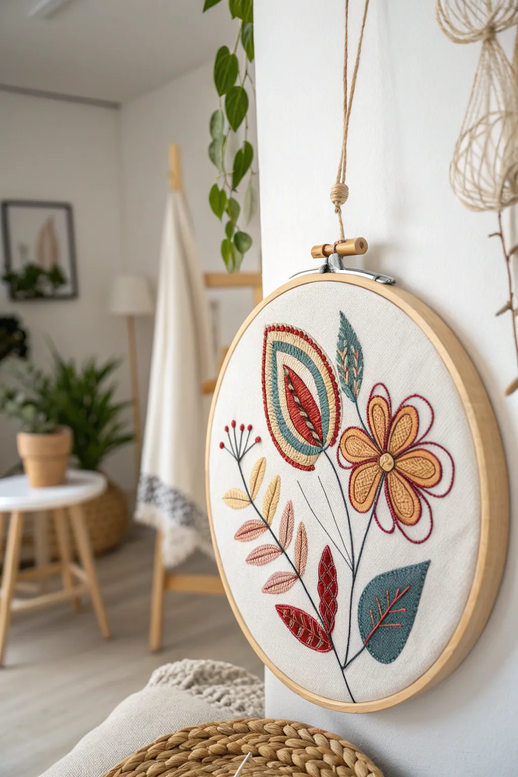 Abstract Artistry: Elevate your space with the elegance of handcrafted embroidery.