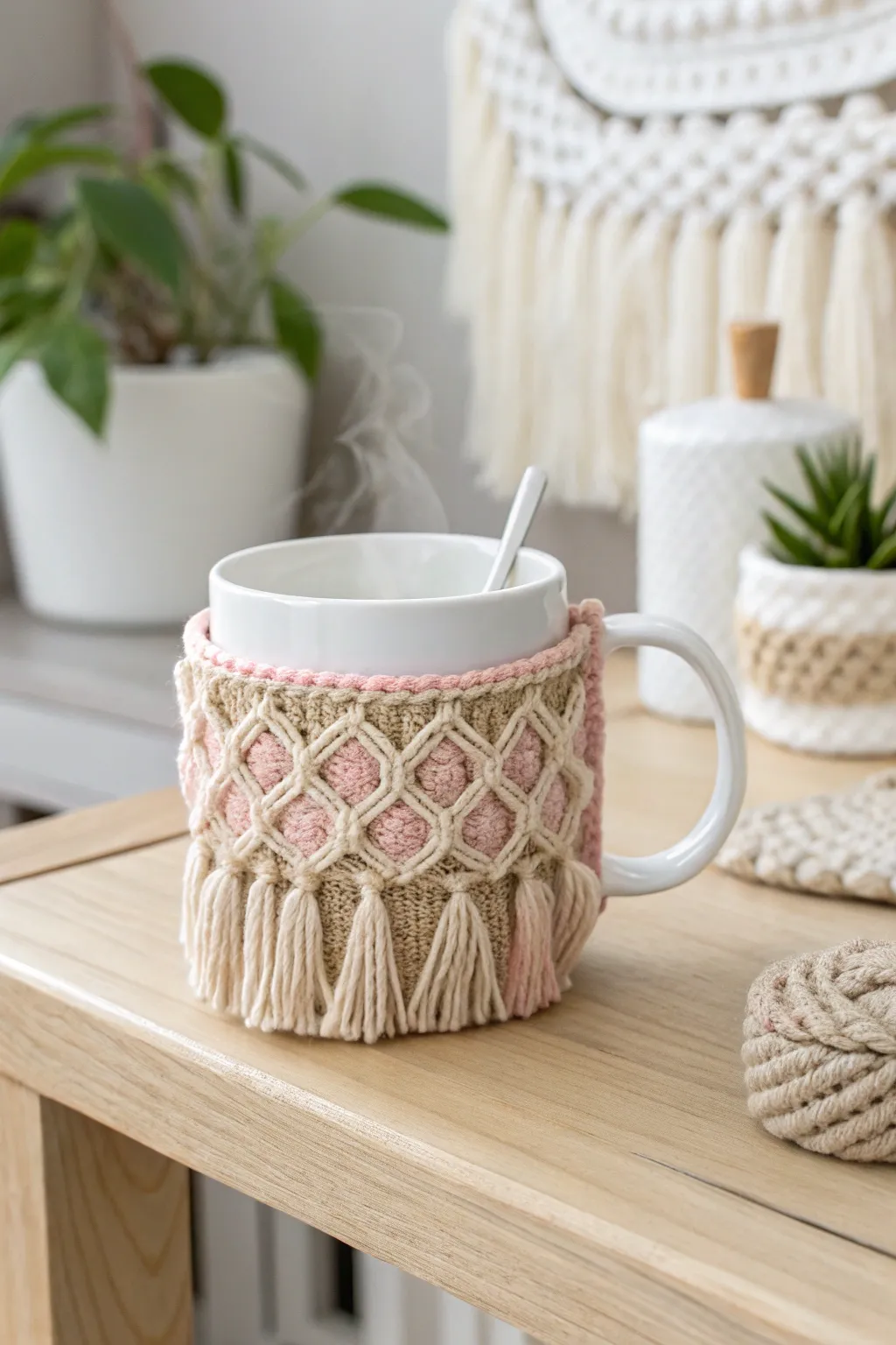 Wrap your mug in warmth and style with this charming French knitted cozy. Perfect for a cozy afternoon retreat!