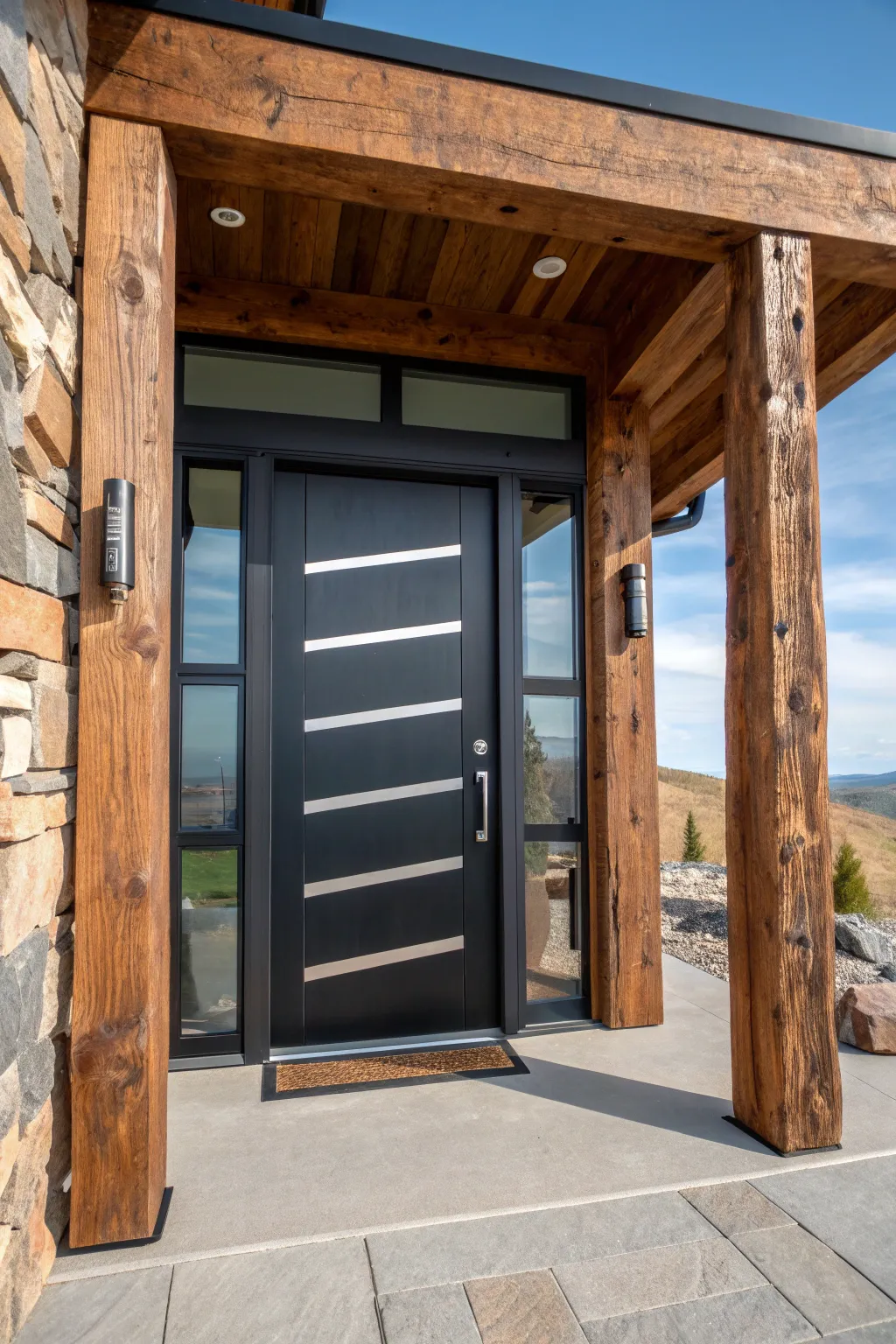 A perfect blend of rustic charm and modern elegance for your front entryway.