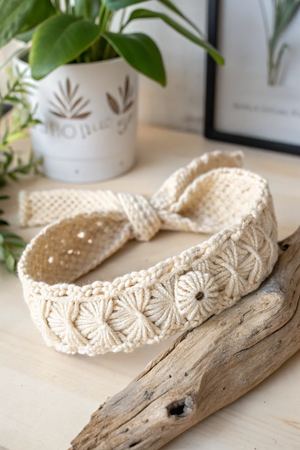 Embrace warmth and style with this charming crochet headband, perfect for adding a boho touch to your minimalist wardrobe.