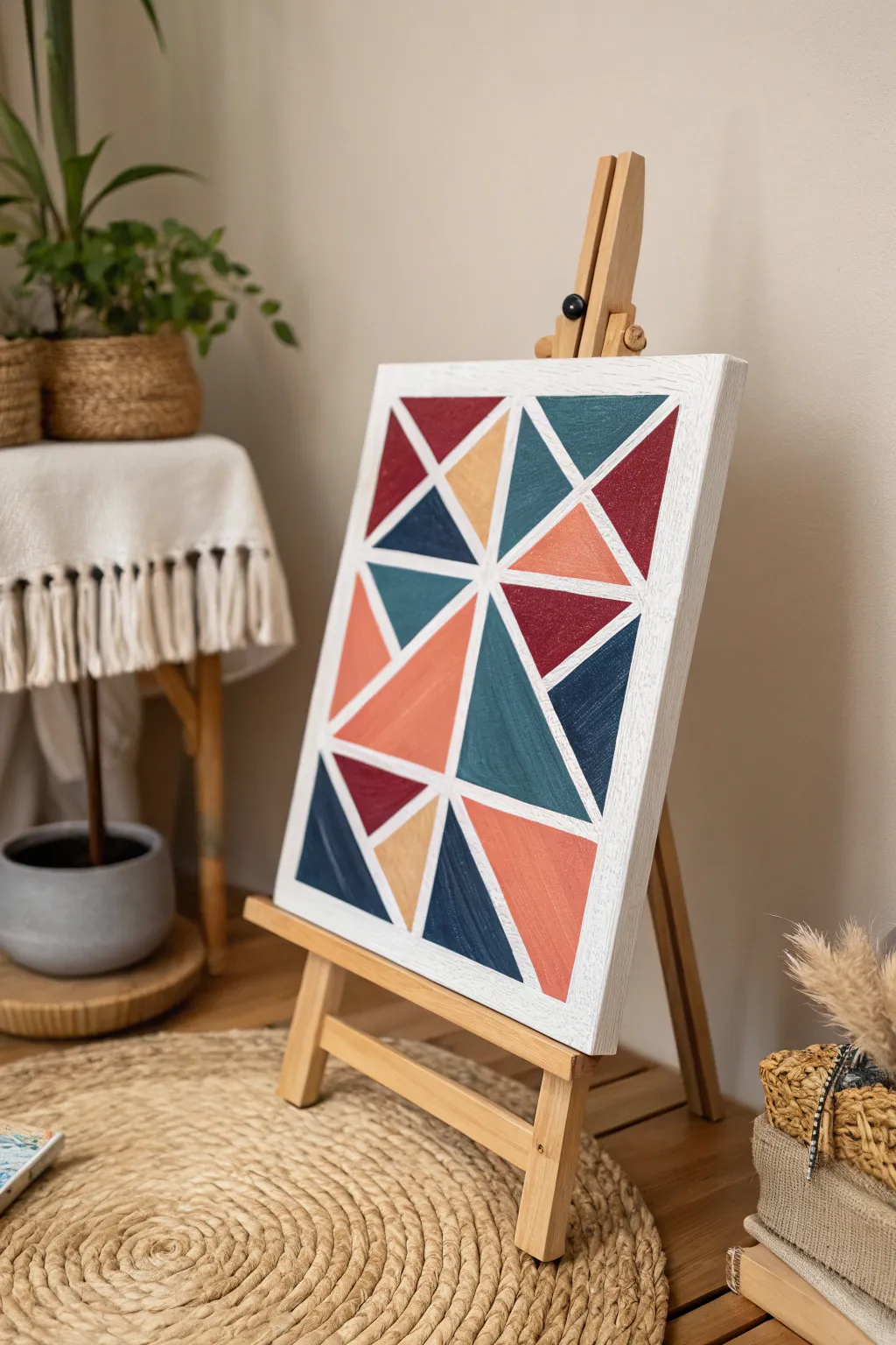 Unleash your inner artist with bold geometric patterns! 🎨✨ #ScandinavianMinimalism #BohoChic