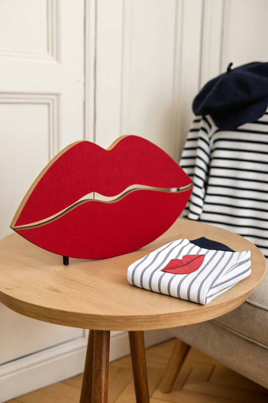 Craft your own 'French Kiss' look with a playful blend of chic and humor!