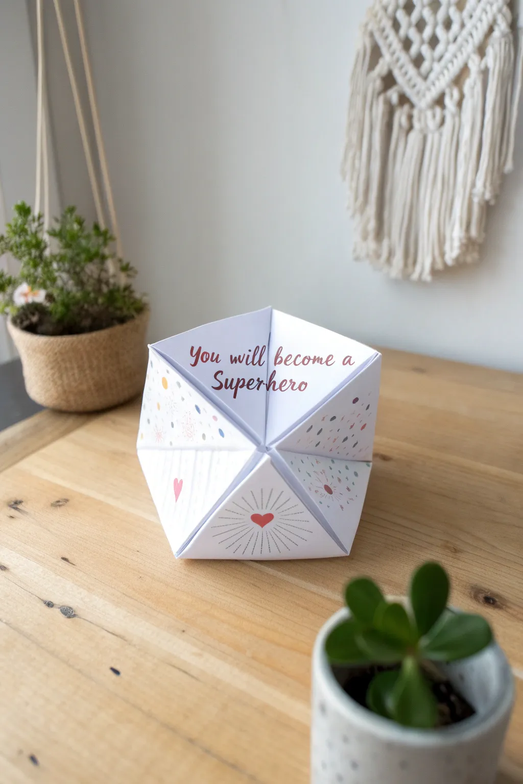 Unfold your destiny with a touch of magic and laughter. ✨🦸‍♀️ #PaperFortuneTeller #ScandinavianBoho