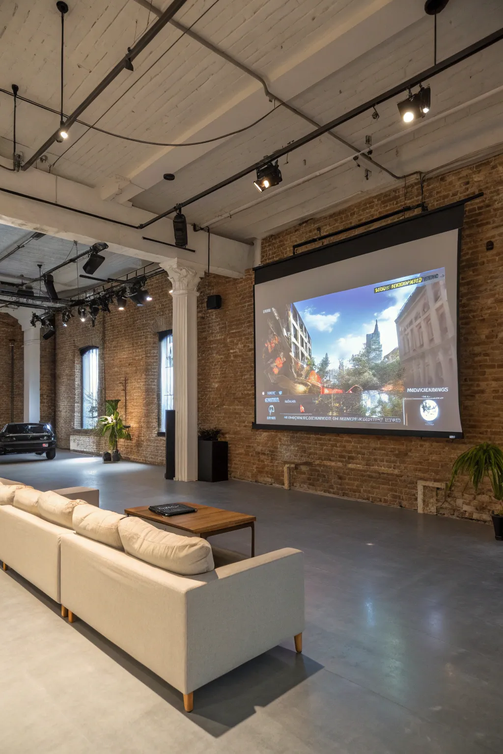 Experience games on a grand scale with a projector screen.