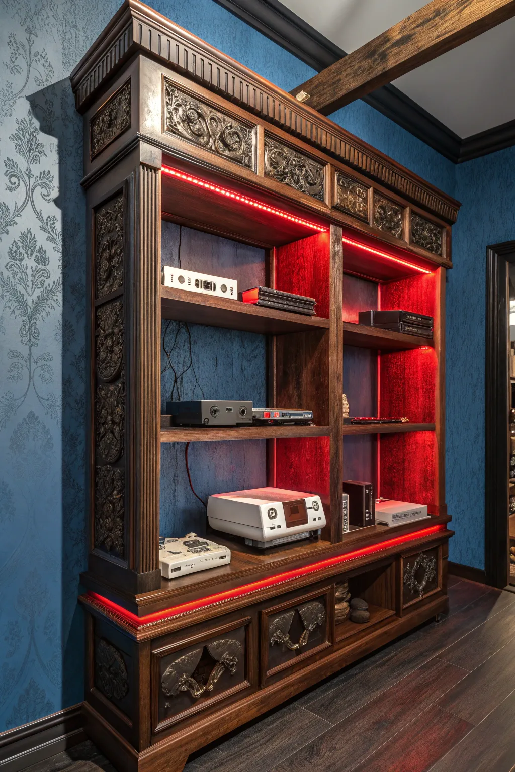 Elevate your gaming space with a bold and beautifully crafted shelf that showcases your unique style.