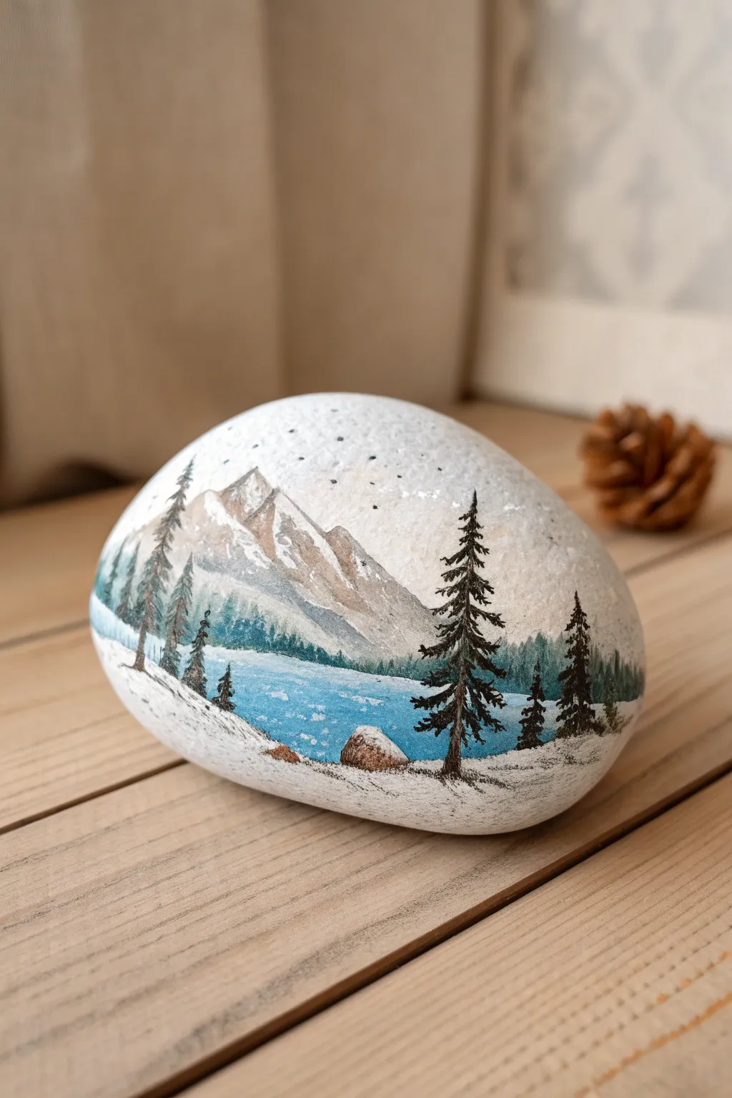 Capture tranquility with miniature mountain scenes on your garden rocks.