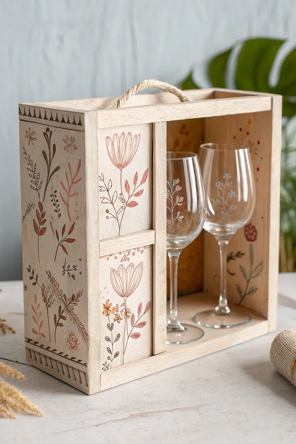 Gift your loved ones with a touch of artistry—hand-painted wine glass boxes that speak from the heart.