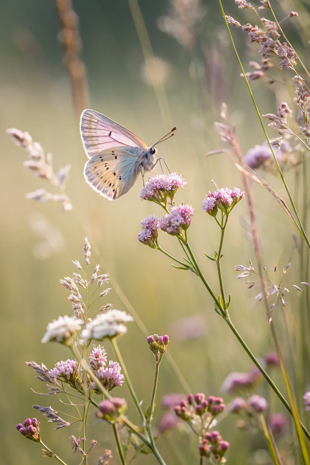 Graceful Motion: Capturing the Beauty of a Butterfly's Dance Among Wildflowers.