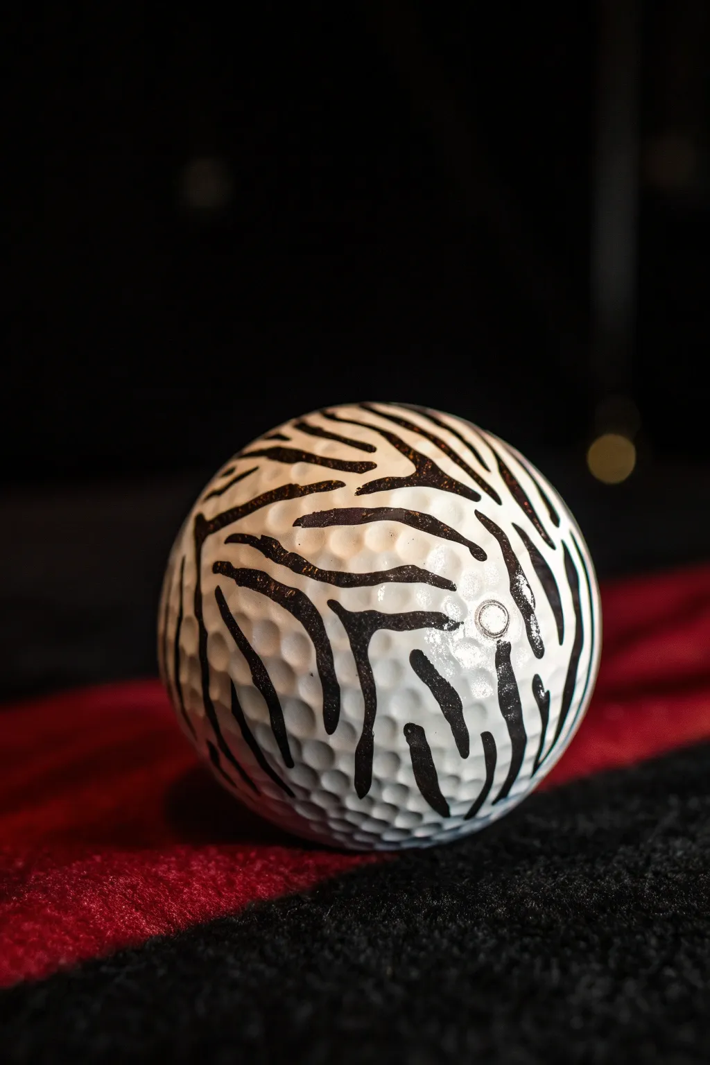 Unleash your wild side with this striking zebra-patterned golf ball—where craftsmanship meets bold design.