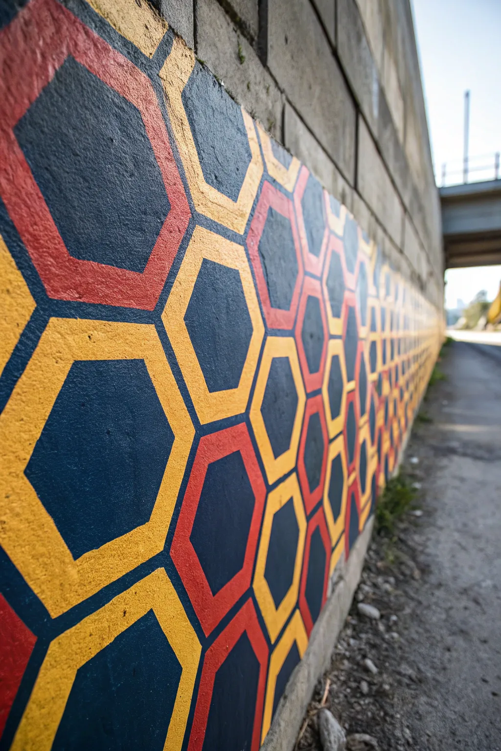 Transform your space with bold geometric stencil art: a modern touch for the discerning eye.