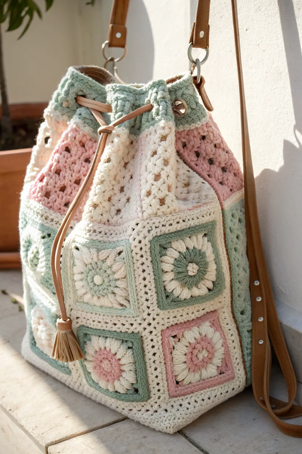 Embrace versatility with a beautifully crafted granny square convertible backpack, perfect for your minimalist Boho style.