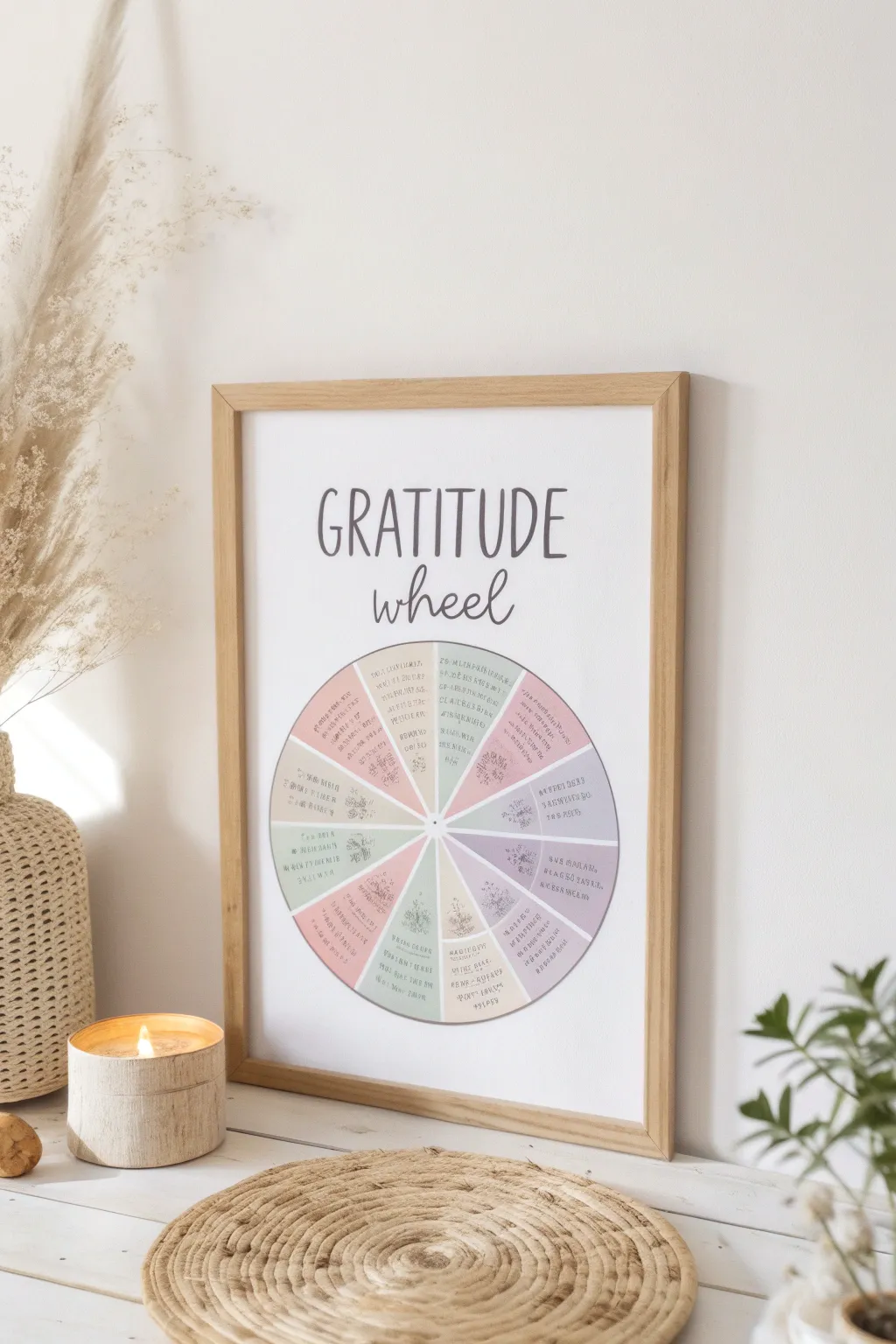 Spin the Wheel of Gratitude: A daily reminder to appreciate life's little joys. #GratitudeWheel #MinimalistLiving