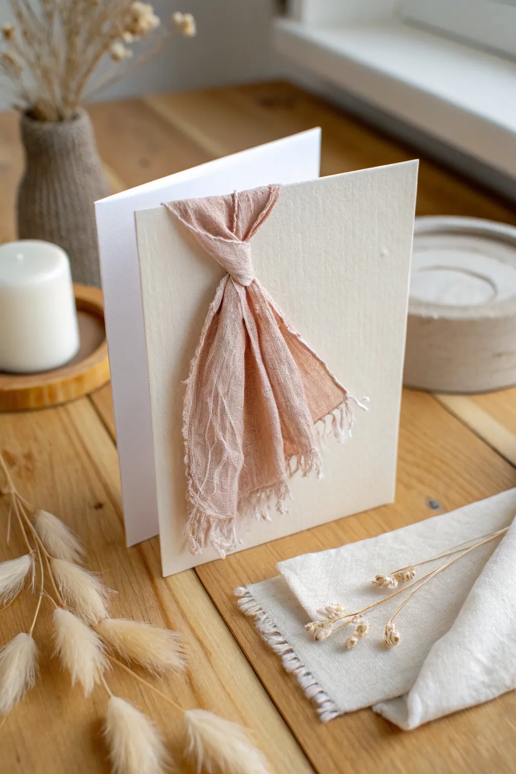 Add a touch of warmth and creativity to your greetings with cozy fabric accents. Perfect for those who cherish simplicity and natural beauty.