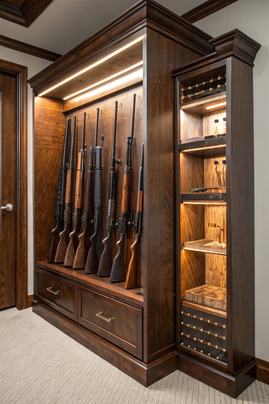 Discover the art of concealment with this exquisite hidden closet gun rack, where craftsmanship meets security.