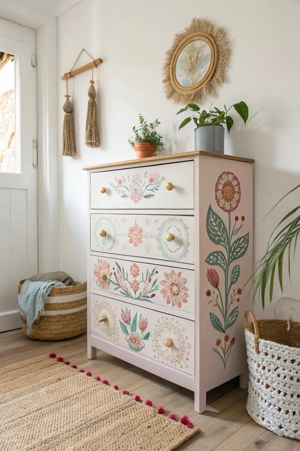 Transform your space with a touch of boho charm: upcycled furniture that tells a story.