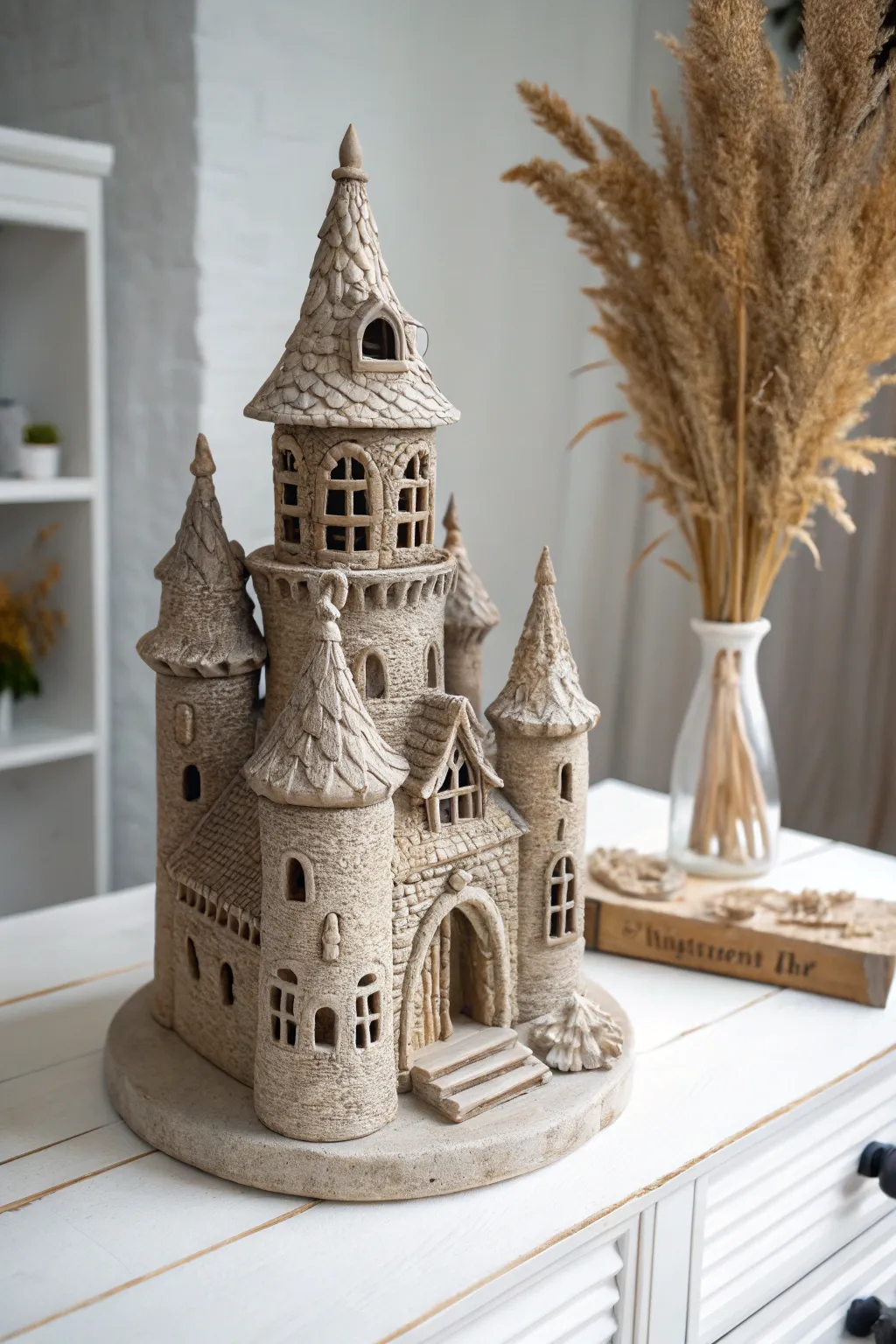 Capture the magic of Halloween with this enchanting air dry clay haunted castle centerpiece.
