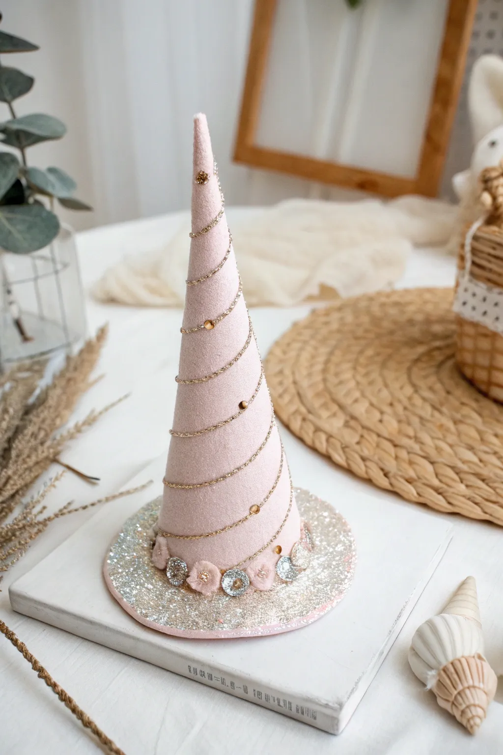 Embrace your magical side with this enchanting unicorn horn hat, perfect for a shimmering Halloween look!