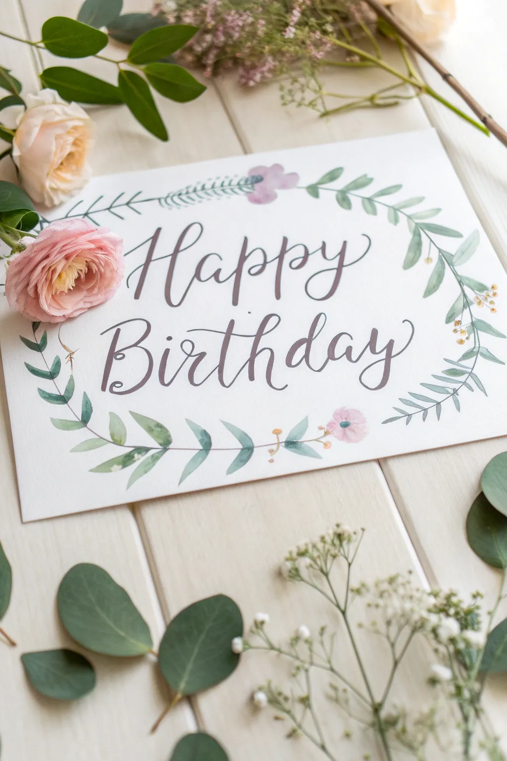 Craft a nature-inspired birthday card that whispers elegance and simplicity.