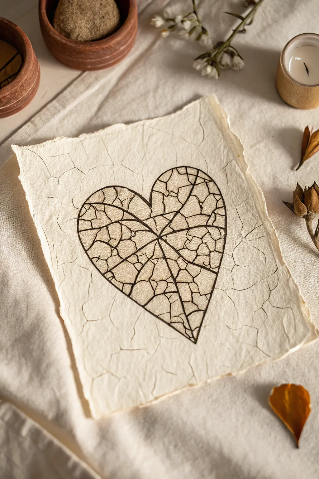 Embrace the beauty in imperfections with this captivating fractured heart design.