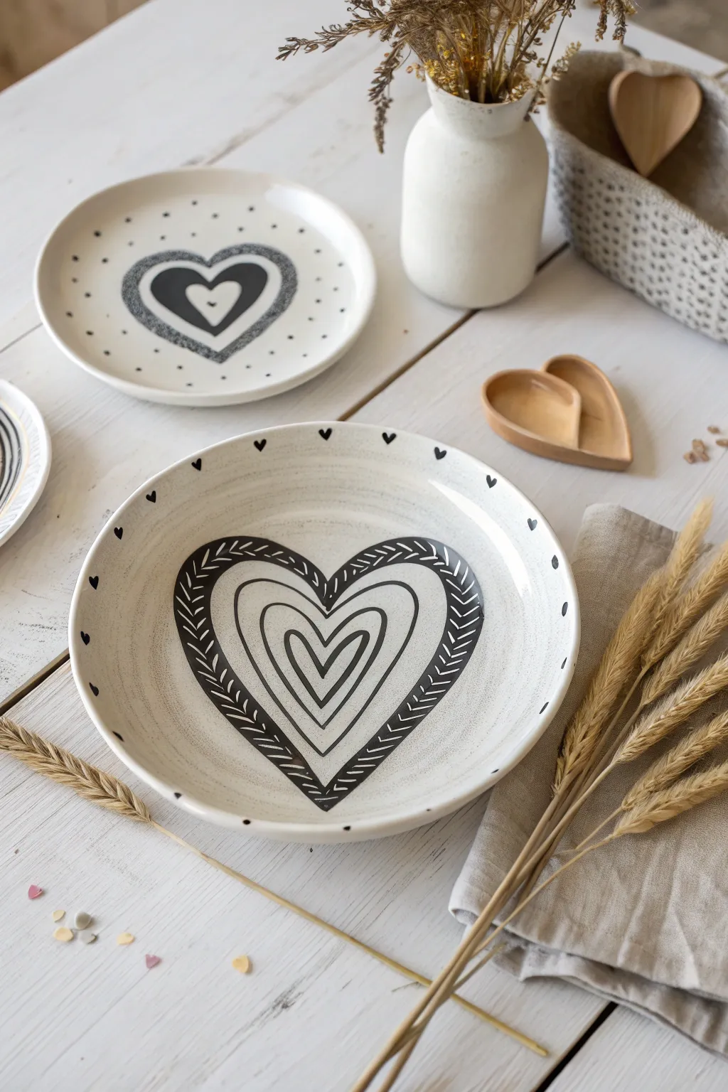 Embrace the simplicity and elegance of monochrome heart designs for your modern minimalist home.