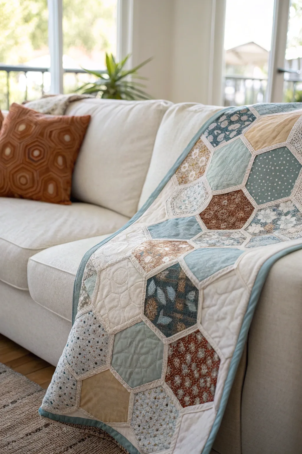 Transform your space with the timeless elegance of a reversible hexagon quilt—two stunning styles in one cozy masterpiece.