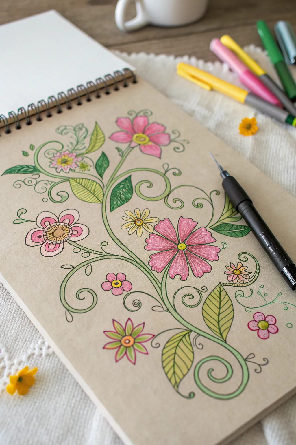 Brighten your day with floral highlighter art—nature's beauty captured in vibrant hues!