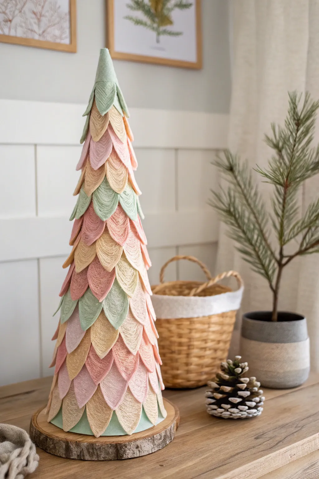 Add a touch of handcrafted elegance to your holiday decor with charming fabric-wrapped trees.