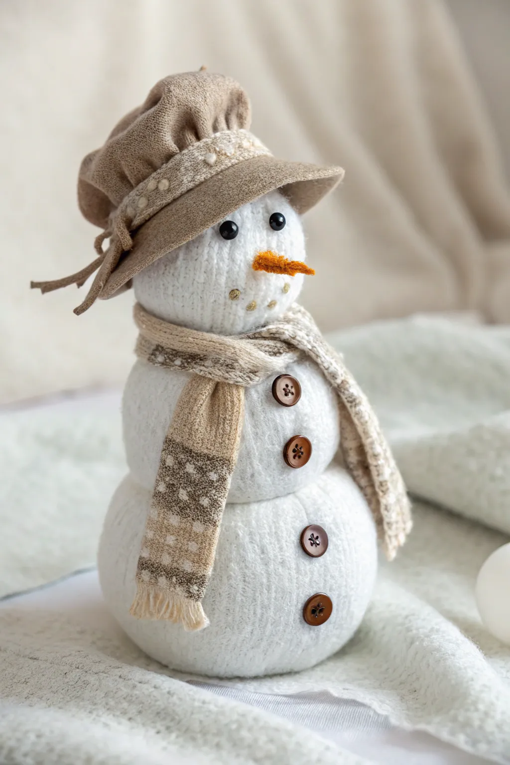 A charming snowman crafted with love and simplicity, perfect for adding a cozy touch to your holiday decor.