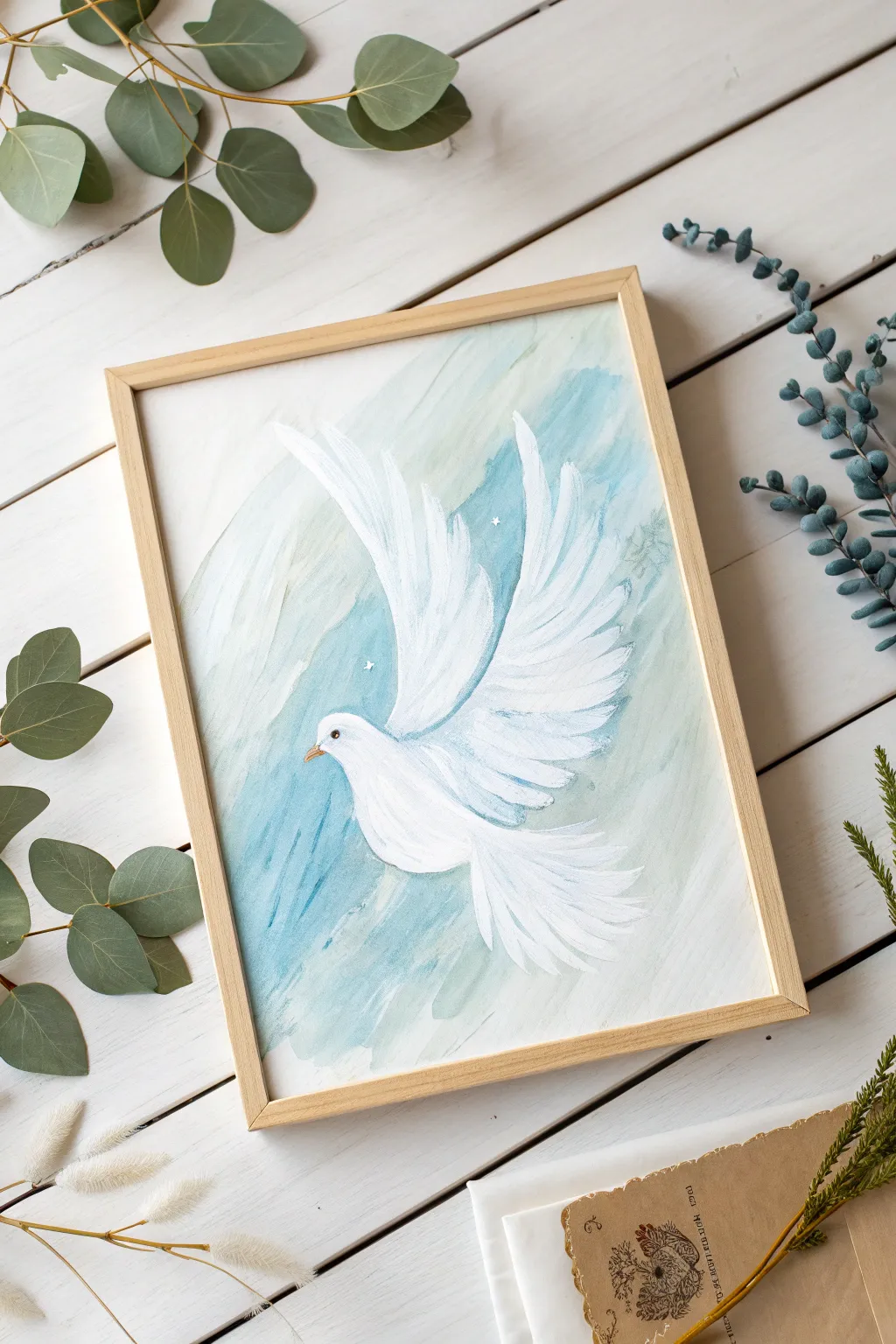 Embrace the gentle artistry of finger painting with this serene abstract dove, a symbol of peace and the Holy Spirit.