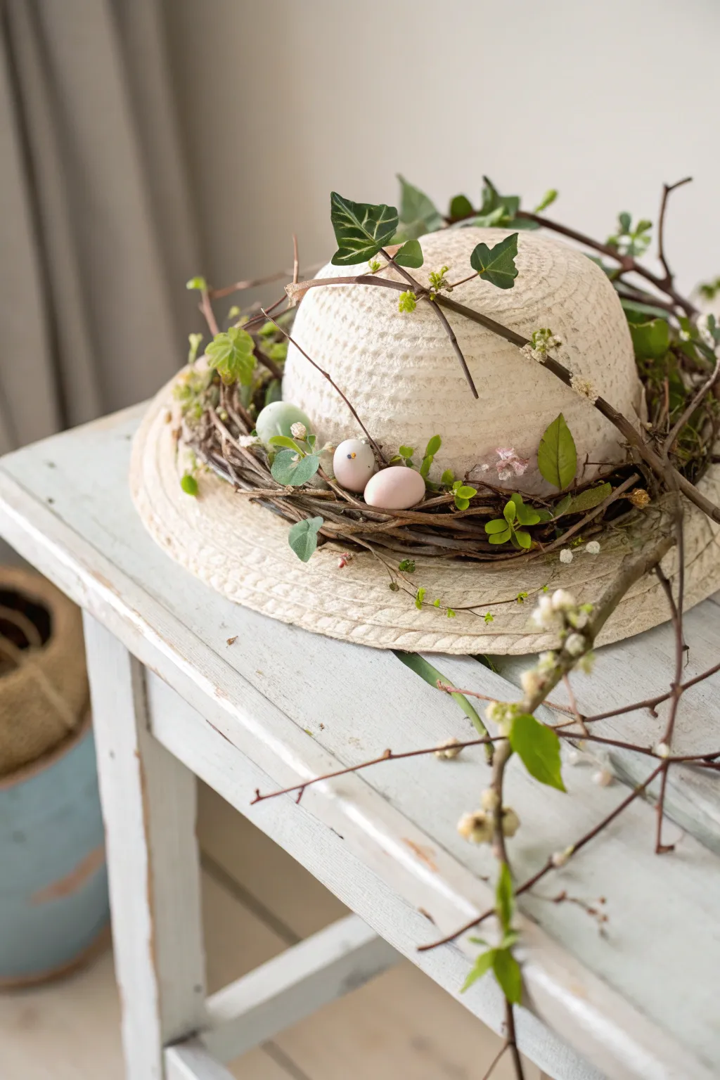 Embrace the beauty of nature with this Whimsical Woodland Bonnet, a perfect blend of simplicity and elegance.