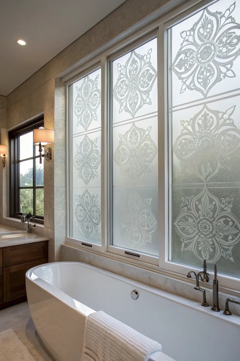 Achieve chic privacy with frosted glass designs.