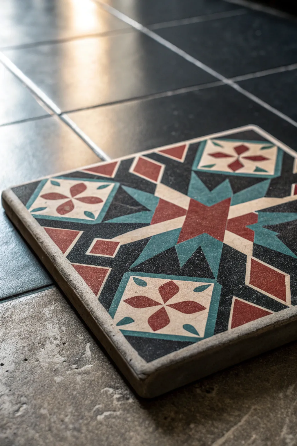 Elevate your space with the artful elegance of concrete floor tiles.
