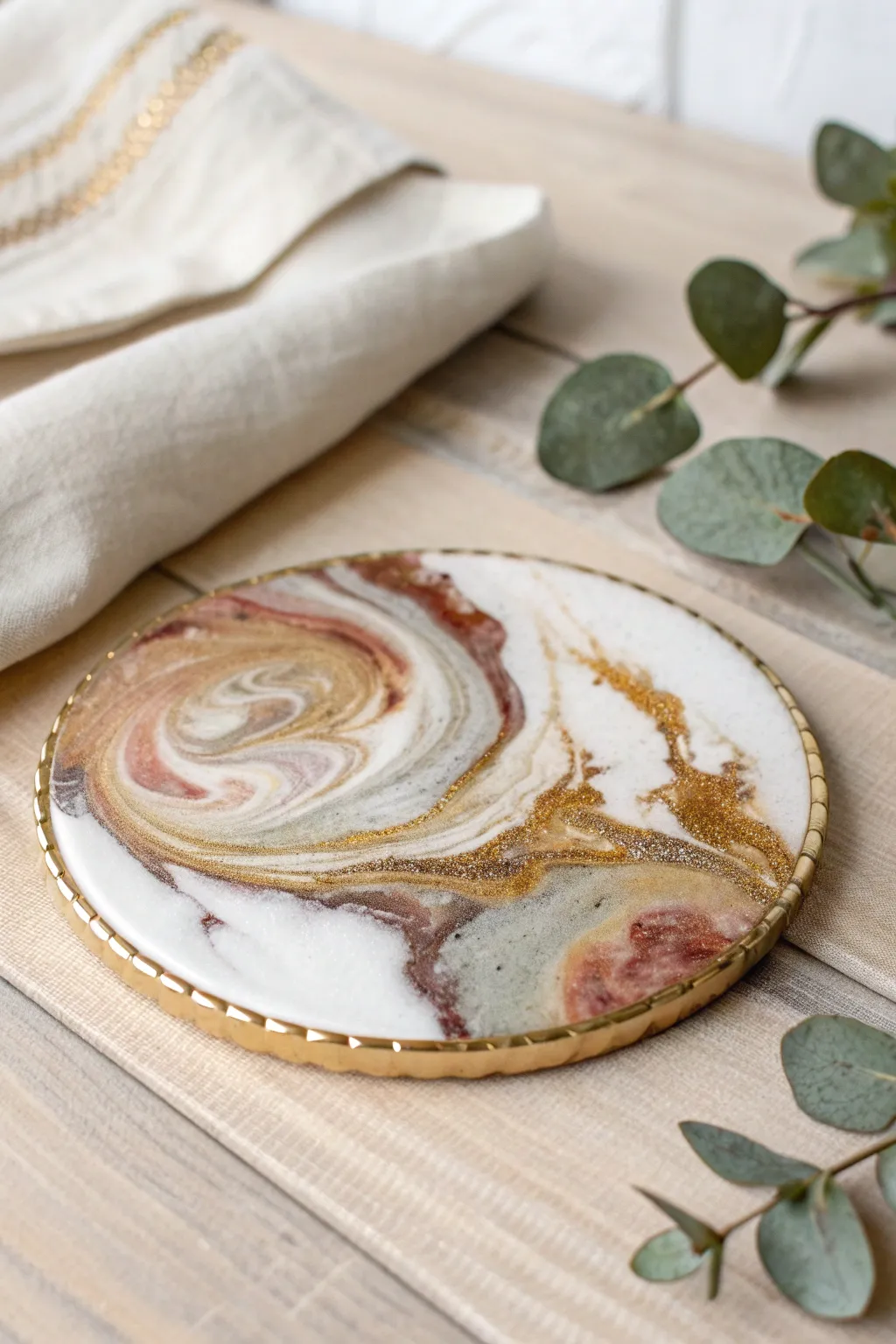 Elevate your table setting with the luxury of metallic resin coasters. #ScandinavianChic #BohoElegance