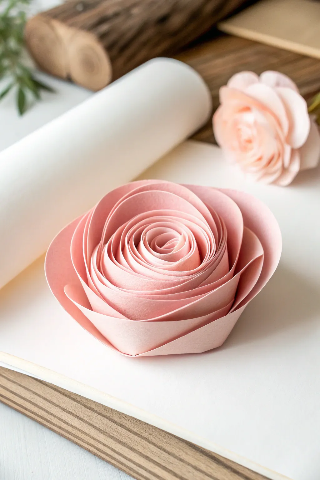 Delicate beauty: a roll-up paper flower that adds a touch of charm to any space.