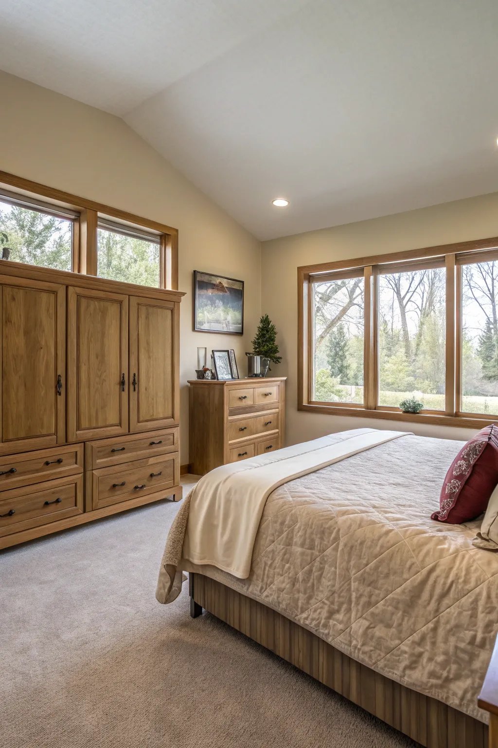 A spacious bedroom provides a restful escape.