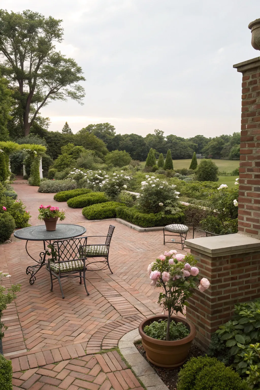 Brick flooring brings timeless elegance to outdoor areas.
